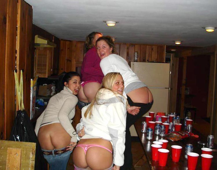 Drunk college girls show panties and thongs